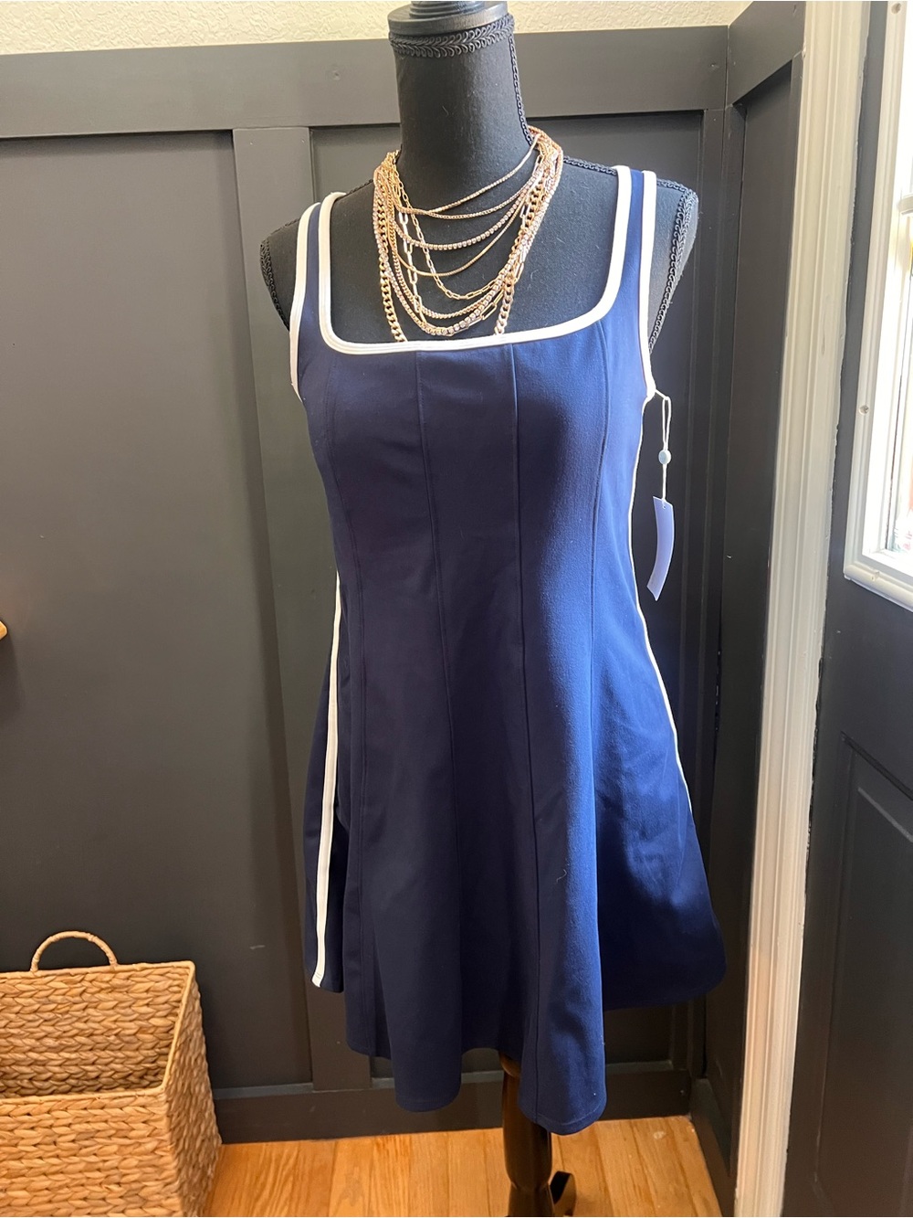 NWT Zella Serene Contrast Sport Dress Navy White Size L